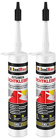 Isolbau Bitumen-Dichtkleber - 2 x 310 ml Klebstoff & Dichtmasse für Montage & Reparatur von Bitumen-Schindeln - Schwarz