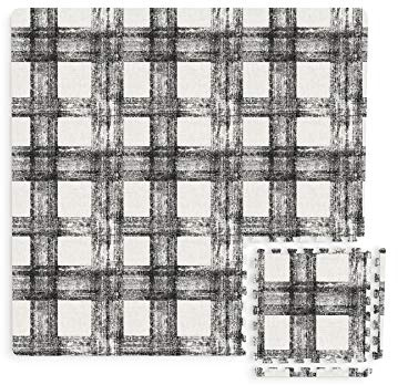 FloorPops FPF3751 Sawyer - Azulejos entrelazados a Cuadros, Color Negro, 86.9 cm de Largo x 86.9 cm de Ancho x 1.0 cm de Alto