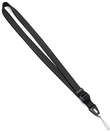 Ringke Lanyard Strap, Sangle Courroie de Cou One-Touch Buckle Nylon 1 Trou de Sangle Nécessaire Multi-Usage Cordon - Black