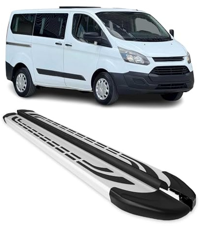 Marchepieds Latéraux pour Ford Transit Custom I 2012-2023 L1 Aluminium Gris Court 2Pcs