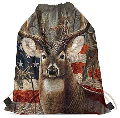 Binienty Rucksack mit Kordelzug, für Damen und Herren, Turnbeutel, Sport, Yoga, Turnbeutel, weich, strapazierfähig, rentier, One size