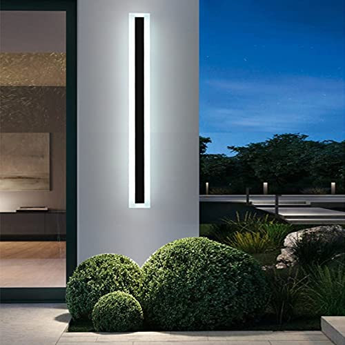 HMAKGG Außenwandleuchte Anthrazit,Wandleuchte Außenleuchte aus Eisen und Acryl,IP65 Wasserdicht Wandlampe, Wandbeleuchtung Innen & Außen Kaltweiß 6000K,38w/120cm