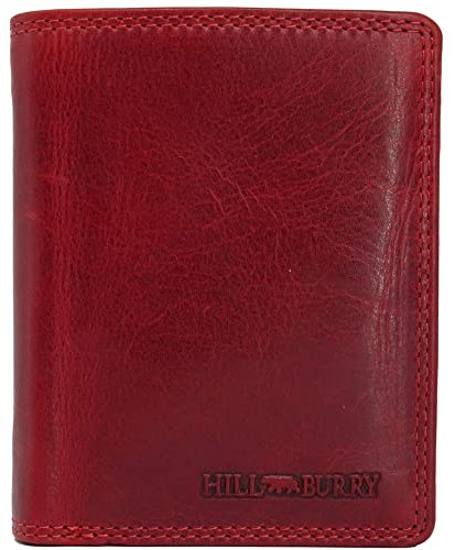 Hill Burry ® Geldbörse aus Leder für Damen mit RFID-Schutz mit Münzfach Echtleder Geldbeutel Portemonnaie Portmonee (Hill Burry Kollektion Hochformat, rot)