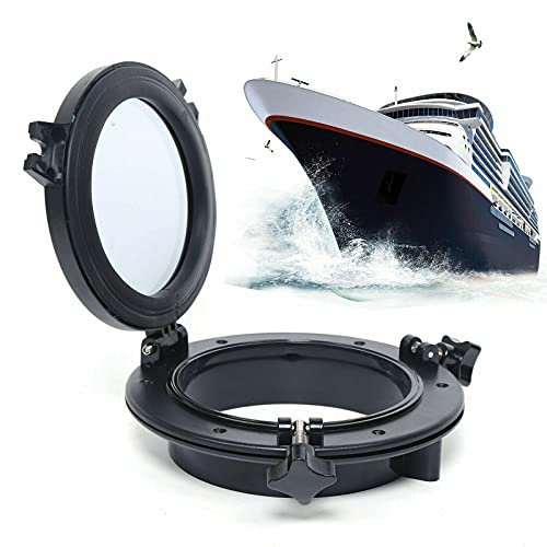 8 in Universal Boat Yacht Rectangular/Round Porthole Marine Boat ABS Deck Hatch Access Opening Window Port Hole Replacement Portlightfor Inspection Hatch Cover Anti-UV Corrosion Resistant (Round)