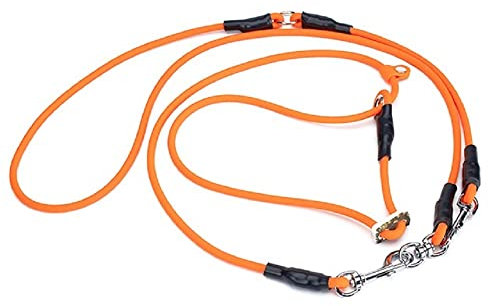 Mystique® Biothane Hunting Profi Umhängeleine 6mm Moxon mit Zugbegrenzung neon orange L-325cm