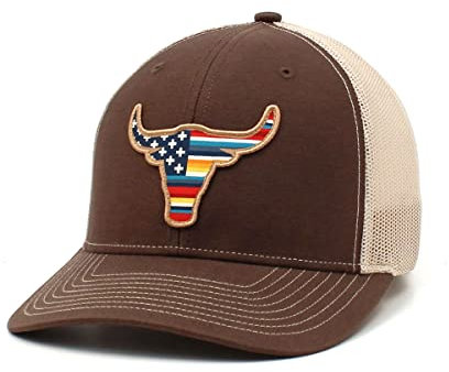 ARIAT Herren Brown Snapback R112 Bull USA Flag Patch Cap, braun, Einheitsgröße