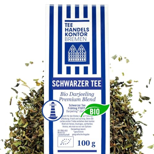 Hochwertiger Bio Darjeeling Tee lose Premium Blend 100 g frisch-spritzig | Zarte Frühlingspflückung mit goldenen Blattspitzen, Fein-herb und spritzig, Geschützte geografische Angabe, Bio-zertifiziert