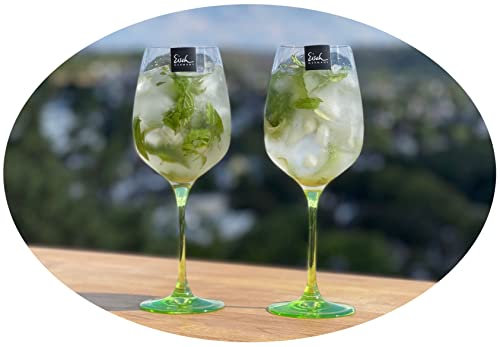 Topkapi Elite Lot de 2 verres Mojito H.Mojito I 2 verres Mojito XXL Taille I Manche peint à la main Vert Mojito I Passe au lave-vaisselle I Verre en cristal sans plomb I Fabriqué en Allemagne
