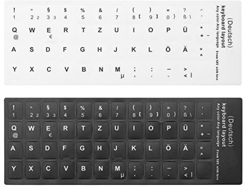 Create idea 2 Stück Deutsche Tastatur Aufkleber Selbstklebend PVC Nicht-Transparent Ersatz Tastaturaufkleber 13x11mm für Laptop Desktop Computer PC