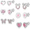 6Paare 925 Sterling Silber Ohrringe für Mädchen Damen Hypoallergene Ohrringe Tiny Herz Hoop Ohrringe CZ Ball Schmetterling Daisy Gestüt Sets für Teenager Kinder Kleinkind Rosa Silber