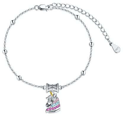 AOBOCO 925 Sterling Silber Einhorn Armband, Einhorn Geschenke für Mädchen (Mehrfarbig)
