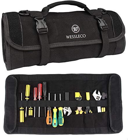 FIREDOG Werkzeugtasche, 24 Taschen Schraubenschlüssel Rolle Organizer Rollen Werkzeugtasche Tasche Aufbewahrung Schwarz