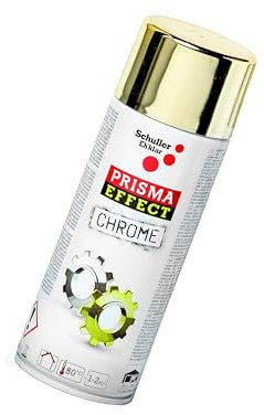 Chrom Lackspray Gold Sprühlack Effektspray Prisma Effect Hochglanz, 400ml + Bisomo Sticker