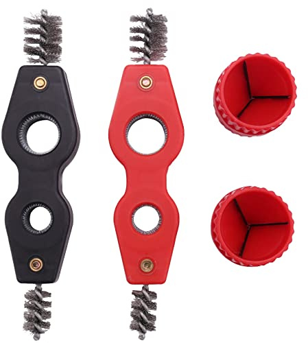 Eduuyvee 4 piezas de cobre y escariador conjunto interior exterior escariador tubo y tubo de desbarbado escariador herramienta de biselado (rojo+negro)