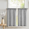 TOPICK Scheibengardinen Grau Leinenmischung Bistrogardine für Wohnzimmer Küche Kleine Fenster Halbtransparent Lichtfilterung Kurz Gardinen Moderne Landhaus Scheibengardinen Tunnelzug 2er Set 65x60 cm