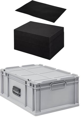 PROREGAL Eurobox NextGen Portable mit Rasterschaumstoff & Schaumstoffeinlage | HxBxT 23,5x40x60cm | 44 Liter | Eurobehälter, Transportbox, Transportbehälter, Stapelbehälter