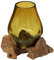 Wogeka - Vase design marron en verre sur racine de bois - Décoration méditerranéenne maritime - Idée cadeau pour Noël, un anniversaire (verre XS.br (Ø verre 11 cm)