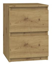 VBChome Nachttisch 30 x 30 x 40 cm Eiche Artisan Nachttisch mit 2 Schubladen für das Schlafzimmer Grifflose Büro Zimmer Modern Eiche Artisan
