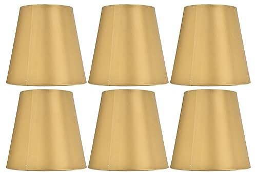 Lot de 6 petits abat-jours en tissu pour lampe chandelier à clipser pour lampe de table ou lampe murale, 14 x 13 x 9 cm (doré PX153)