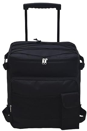 Ronyme Rollbarer Kühlwagen, zusammenklappbare Kühltasche, Oxford, wasserdicht, tragbar, isolierte Kühltasche mit Rollen, für Reisen im Freien, Arbeit, Schwarz