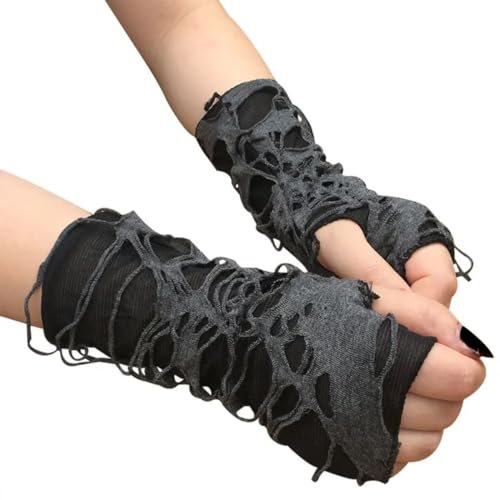 Ro Rox Distressed Fingerlose Handschuhe Kurze Armstulpen Gotisch Accessoire