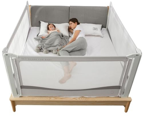 Monkey Mum® Premium Rausfallschutz Bett, Bettgitter, 80-200cm,Stabil,Hoch Bettgitter Rausfallschutz, Rausfallschutz Bett 200cm, Rausfallschutz Boxspringbett, Bettgitter Boxspringbett, Bettschutzgitter