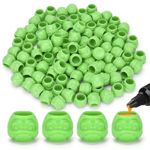 ATOMUS 100pcs Green Disposable Tattoo ink cups Pigment Caps Tattoo Permanent Makeup Container Cap for Holding Tattoo Ink Accessories
