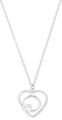 s.Oliver Kette mit Anhänger 925 Sterling Silber Damen Halsschmuck, mit Süßwasserzuchtperle, 42+3 cm, Weiß, Herz, Kommt in Schmuck Geschenk Box, 2037821