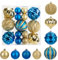 Hollyone 23PCS Weihnachtskugeln Ornamente Set, 10CM und 5CM Christbaumkugeln Set, Bruchsicher Weihnachtsschmuck, Blau Gold Hängende Kugeln für Weihnachtsbaum Fest Party