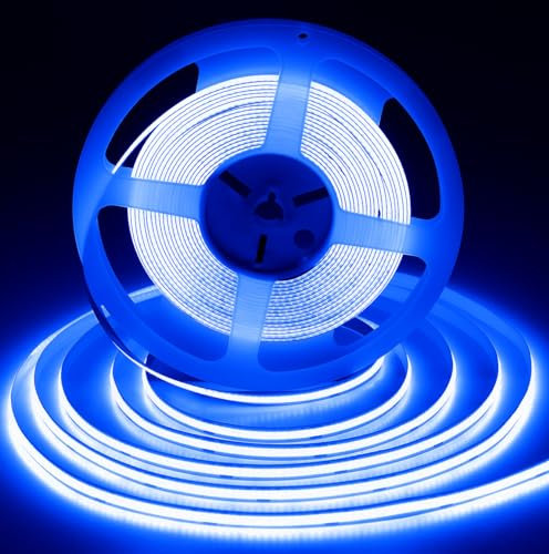iNextStation 24V COB LED Strip 10m, Blue LED Strip Lights with Power Supply, Dimmable, Flexible, Cuttable, 8mm Width, CRI93+ Uniform Dotless for Bedroom Cabinet Kitchen DIY Home Decoration