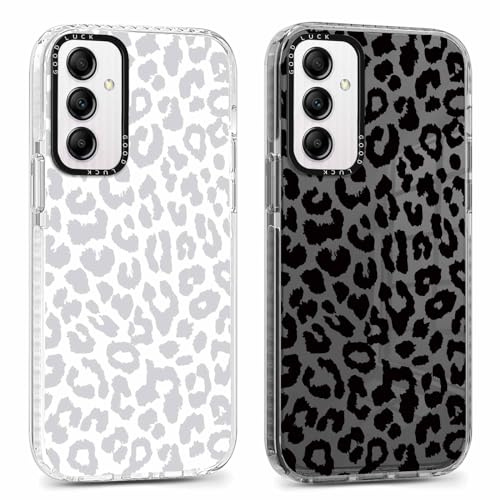 Yoedge 2 Pack Transparent Phone Case Compatible with Samsung Galaxy A14 5G 6.8, Ultrathin Soft TPU Silicone with Aesthetics Leopard Pattern,Shockproof Bumper Protector Matte Cover, for Samsung A14