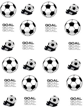 24 x PRECUT Edible Football Cake, Cupcake Toppers/Fairy Cake Premium Wafer Card Cake Decoration Soccer Shoe, Goal, Football Round 4cm Football Party