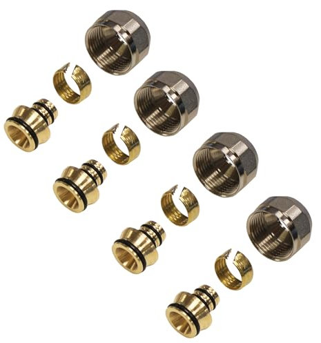 ENVIRON - 4er Satz Klemmverschraubung 16 x 2mm, 3/4 '' | für Heizrohr 16 x 2 und Verteiler für Fußbodenheizung Eurokonus Klemmringverschraubung für Verbundrohr Mehrschichtverbundrohr Heizung Fitting