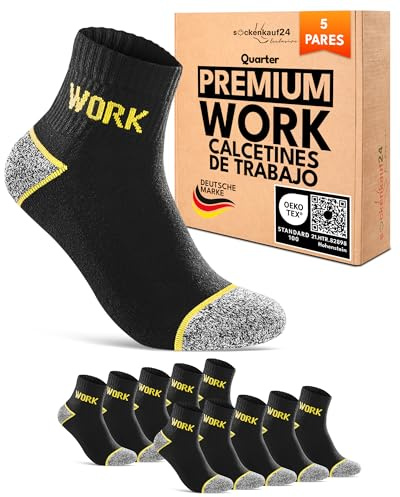 Calcetines de Trabajo Hombre Cortos Verano Quarter WORK Socks (Negro 43-46)