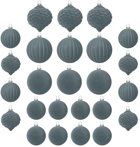 25 stück kunstoff Velvet weihnachtskugeln samt grau 6cm 8cm für Weihnachtsbaum christbaumkugeln Kugeln mit Haken Weihnachten deko Tisch