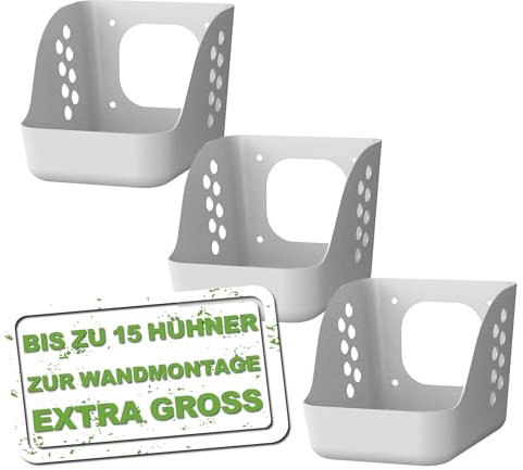 MeineHennen Legenester für Hühner in Grau- Basic Nest Mini- 3 Stück - Legenest für bis zu 5 Hühner zur Wandmontage - Hühnernest - Geflügelnest - Hühnerstall