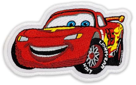 Generic Racer Car Embroidered Patch - Kids Iron-On Cartoon Applique - Embroidered Lightning Speed Detail, Durable and Easy to Apply, 3.7 x 2.4 inches