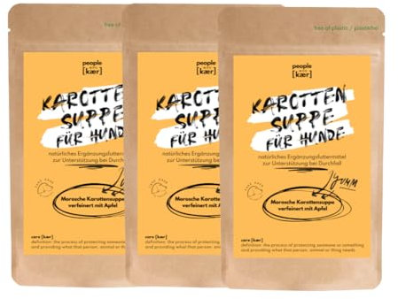 People who Kaer Morosche Karottensuppe 3X 200g, hohe Ergiebigkeit Dank Pulver-Form, Präbiotika Mittel zur Unterstützung bei Durchfall & Magenproblemen, bis zu 7,5L Moro Suppe, Hund Durchfall