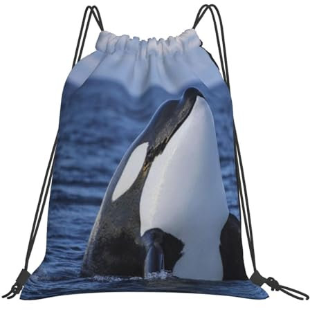 Killerwale Orca, Rucksack mit Kordelzug, Unisex, Einkaufstasche, Sporttasche, lässiger Tagesrucksack, Sackpack mit Kordelzug