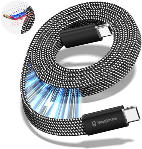 Magtame USB c Cable, 240w Flat Magnetic USB C to USB c Cable, 1.5m 5a nylon Weaving Fast charge c Cable, para Phone 15/15 Pro / 16 pro max, para Samsung Mac book