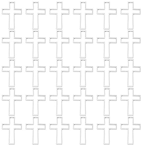 flexman 30 Stück Offene Hohlkreuz Lünetten, Edelstahl Harz Bastel Lünette, DIY Hohlrahmen Anhänger, Schmuckherstellungszubehör für Halsketten, Armbänder, Ohrringe (Groß)