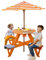 BRINJOY Kindersitzgruppe mit Sonnenschirm, Kinder Picknicktisch mit höhenverstellbarem Schirm, Outdoor Picknicktisch Kindertisch Gartenmöbel für Terrasse