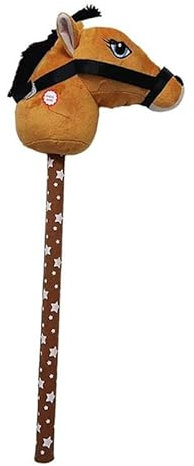 Steckenpferd mit Soundeffekten, lustige Wieher- und Galoppgeräusche, Steckenpferd, Reitspielzeug, Steckenpferd auf einem für Kinder, Light Brown B