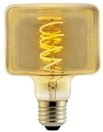 Suprema Dekorative LED-Würfel-Glühbirne mit internem Spiralkabel, E27, Lichtstrom 90 lm, 220-240 V, warmes Licht 1800 K, 4 W, 95 x 128 mm, dimmbar (bernstein)