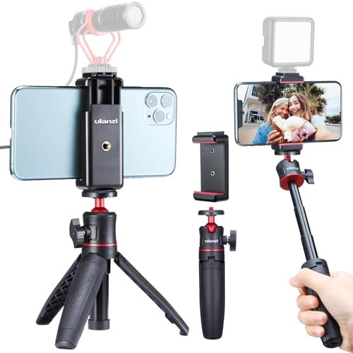 ULANZI MT-08 Mini trépied pour téléphone portable avec support pour téléphone portable, rotule à 360 ° pour smartphone et appareil photo