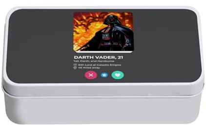 Fabulous Metallbox, Schwarz, Darth Vader, soziales Netzwerk, Treffen mit Liebe, 11 x 18,5 x 5,5 cm – Aufbewahrungsbox, Schlüssel, Werkzeug, Brotdose, Zucker, Kekse