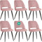 JIJIAN Esszimmerstühle 6er Set, Stühle Esszimmer, Küchenstühle, Wohnzimmer Essstühle mit Ausschnitt Rückenlehne Streifen Samt Stuhl, Gepolsterte Stühle für Esszimmer, Küche, Schlafzimmer, Rosa