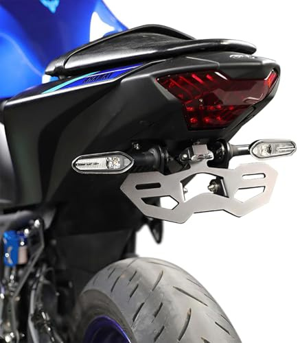 Motorrad R25 R3 Kotflügel-Eliminator Kennzeichenhalter/Heck-Tidy-Halterung für Yamaha YZF-R25 2014–2023 / YZF-R3 MT-25 MT-03 2015–2023, LED-Kennzeichenbeleuchtung und Blinker-Befestigungslöcher