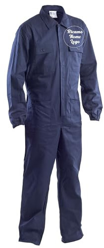 Ristohouse Tuta da Lavoro Intera in Cotone, Blu Navy, 260 gr/m², con Elastici ai Polsi, Tasche Multiple (Blu, M)