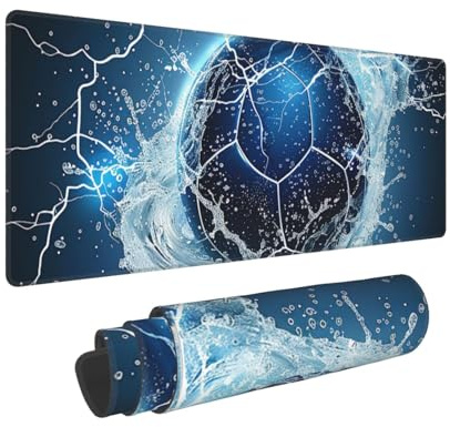 Mexpekil Water Lightning Football Mouse Mat with Non-Slip Rubber Base 80 X 30cm Gaming Mouse Pad Large Desk Mat Waterproof Keyboard and Mouse Mat Computer Accessories for Office Home